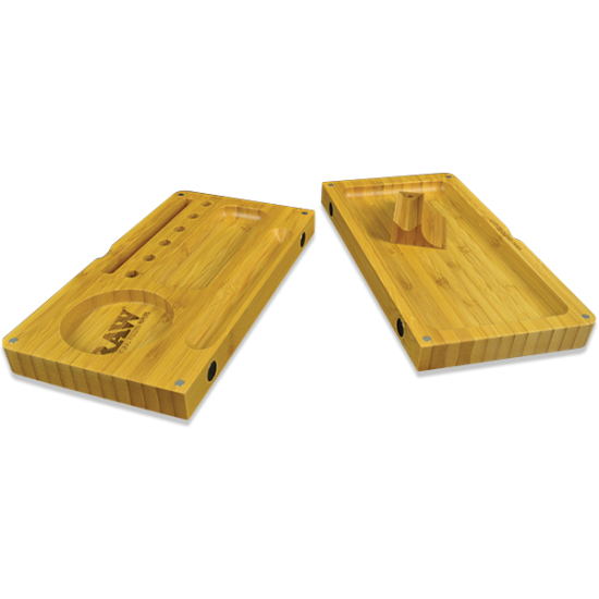 RAW Authentic Bamboo Wooden Back Flip Rolling Tray. RAW Authentic Bamboo Wooden Back Flip Rolling Tray.