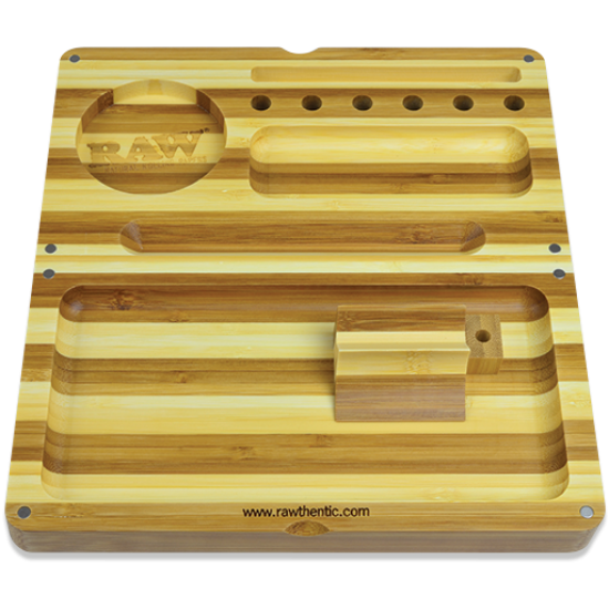 RAW STRIPED Bamboo Wooden Back Flip Rolling Tray.